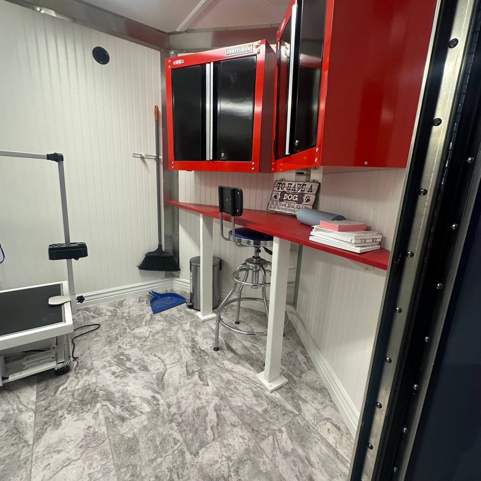 Inside the Splish Splash mobile grooming trailer